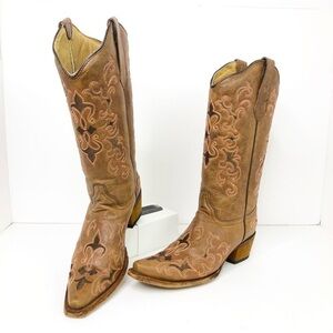 𝅺Circle G pita Fleur de leather embroidered cowboy boots